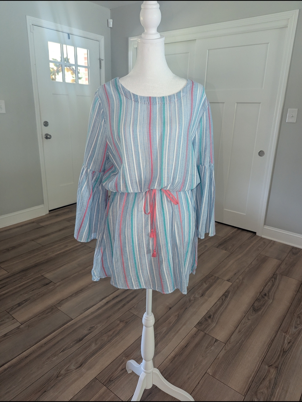 Hatley Striped Mini Dress in Light Blue, Pink, White